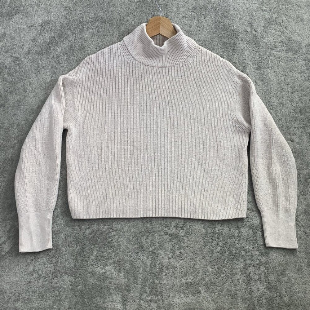 Lululemon Sweater Womens 2 Ribbed Merino Wool Blend Turtleneck Heathered Natural